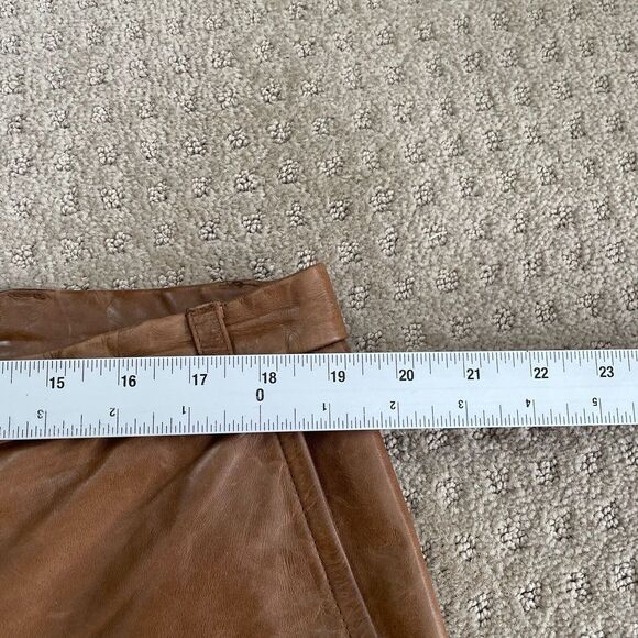 Vintage Banana Republic Leather Pants 38x34 Brown Straight Fit Ankle Zip BootCut - Picture 15 of 16